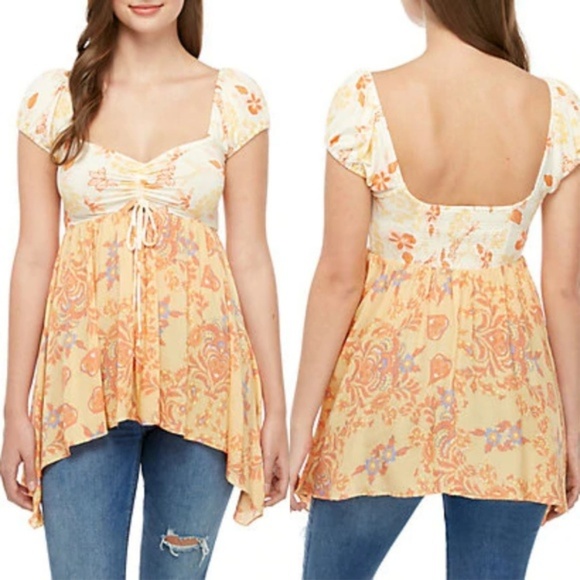 NWT Free People Boho Gypsy Babydoll Top - Picture 6 of 7